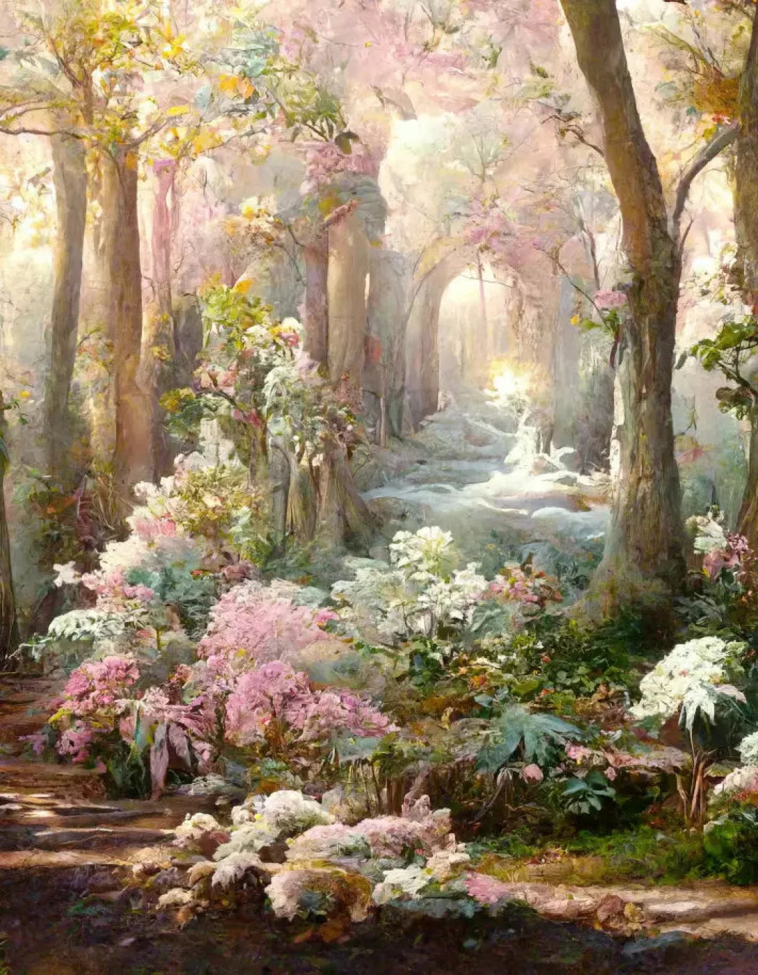 Pastel Forest 6X8 Fleece ( 72 X 96 Inch ) Backdrop