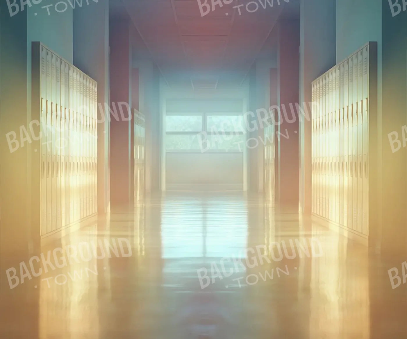 Pastel School Hallway 12’x10’ UltraCloth (144 x 120 inch) Backdrop