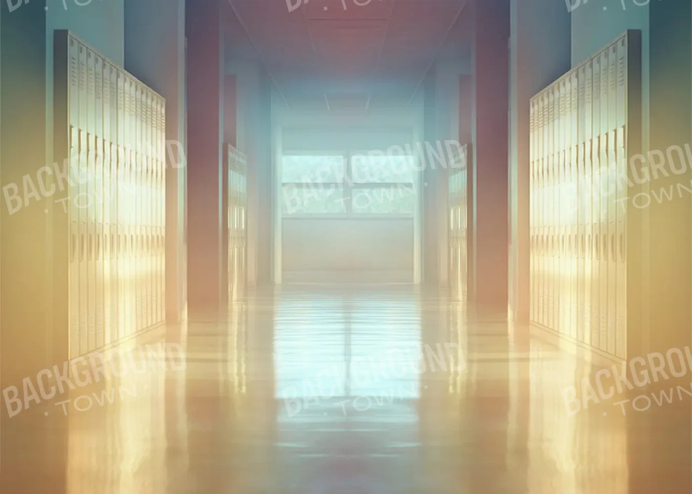 Pastel School Hallway 7’x5’ UltraCloth (84 x 60 inch) Backdrop