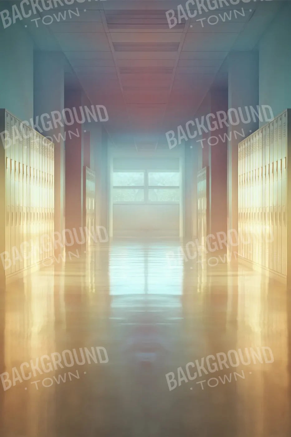 Pastel School Hallway 8’x12’ UltraCloth (96 x 144 inch) Backdrop