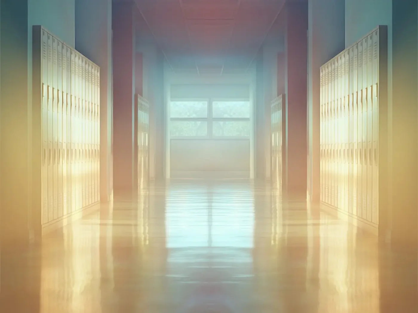 Pastel School Hallway 8’x6’ Fleece (96 x 72 inch) Backdrop