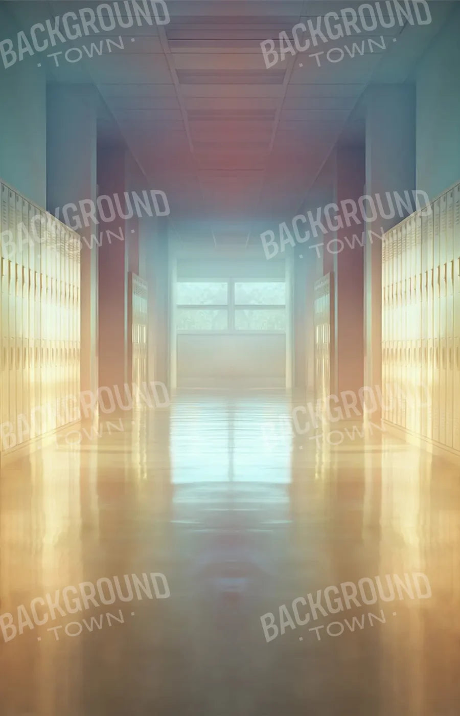 Pastel School Hallway 9’x14’ UltraCloth (108 x 168 inch) Backdrop