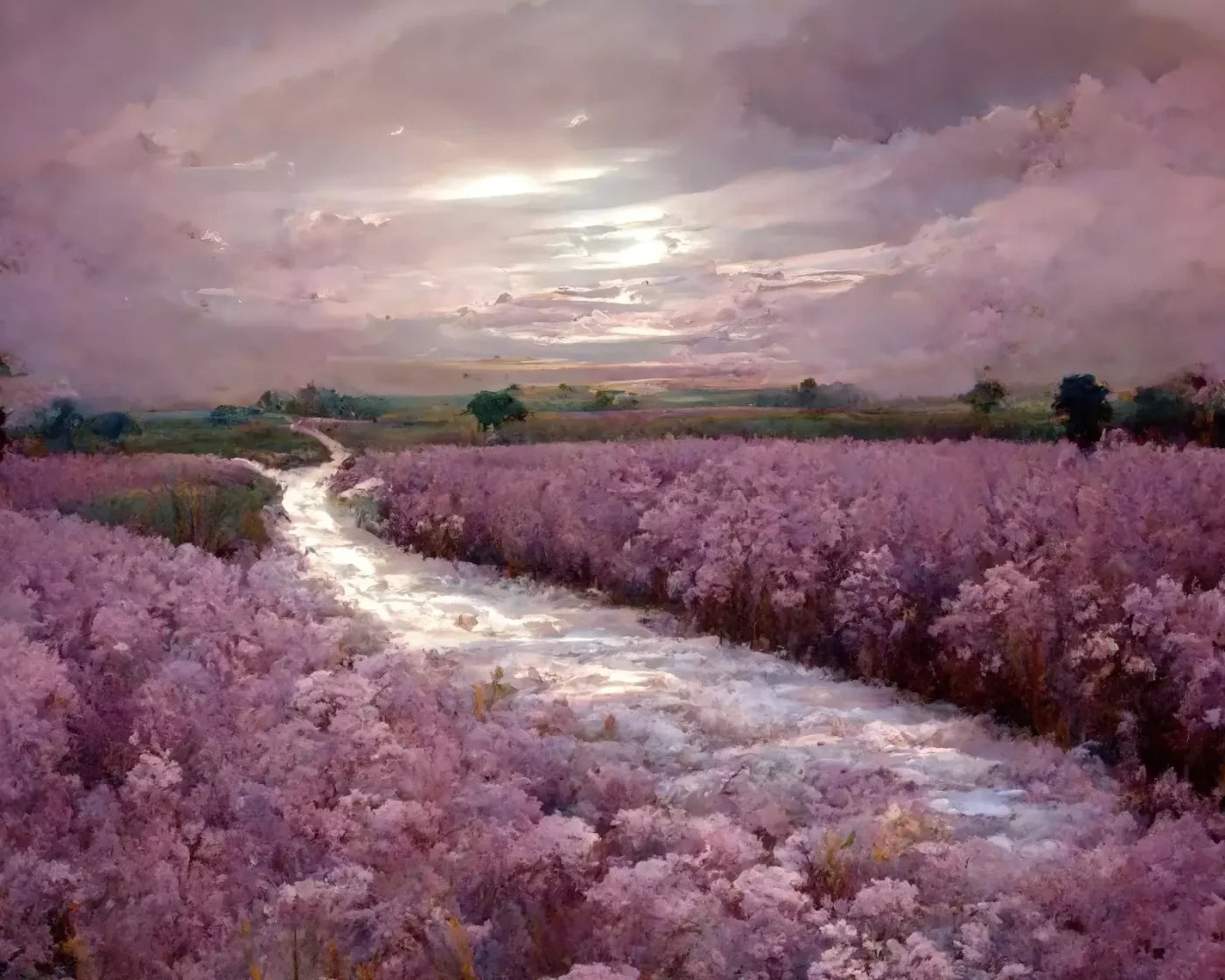 Peaceful Lilac Fields 10’X8’ Fleece (120 X 96 Inch) Backdrop