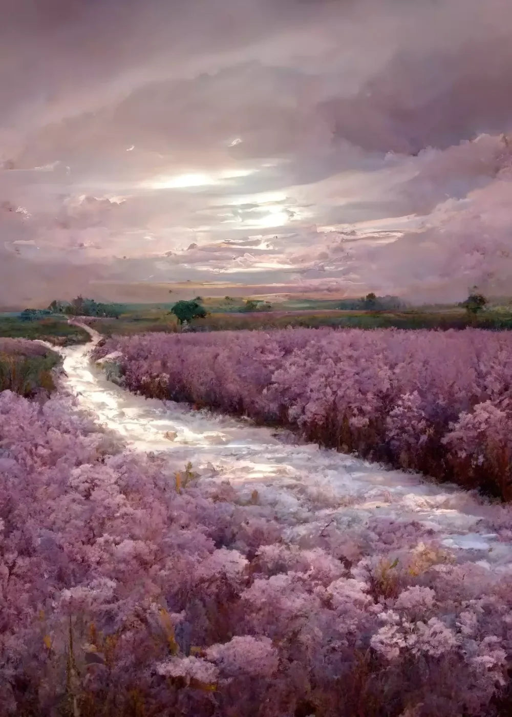 Peaceful Lilac Fields 5’X7’ Ultracloth (60 X 84 Inch) Backdrop