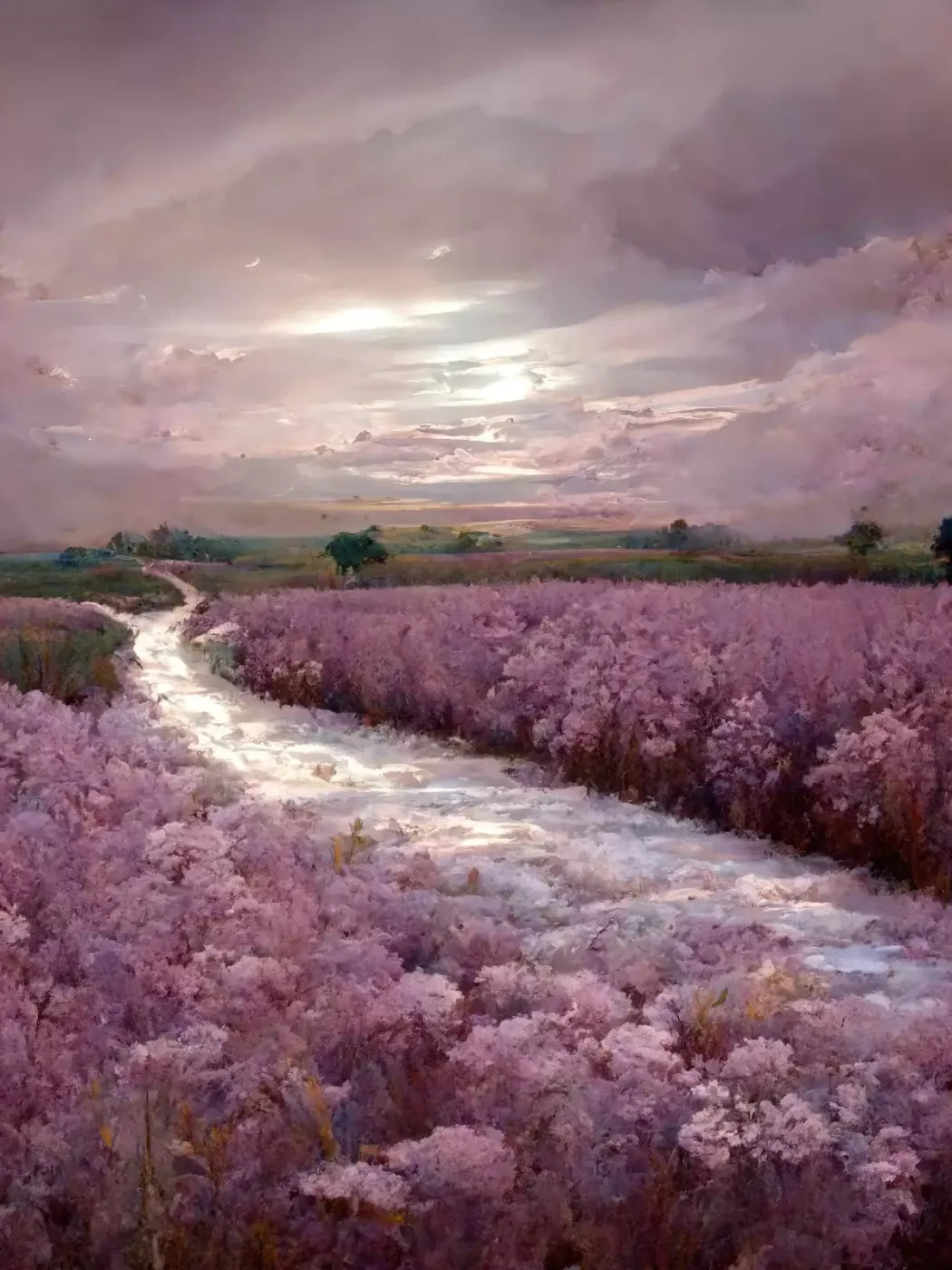 Peaceful Lilac Fields 6’X8’ Fleece (72 X 96 Inch) Backdrop