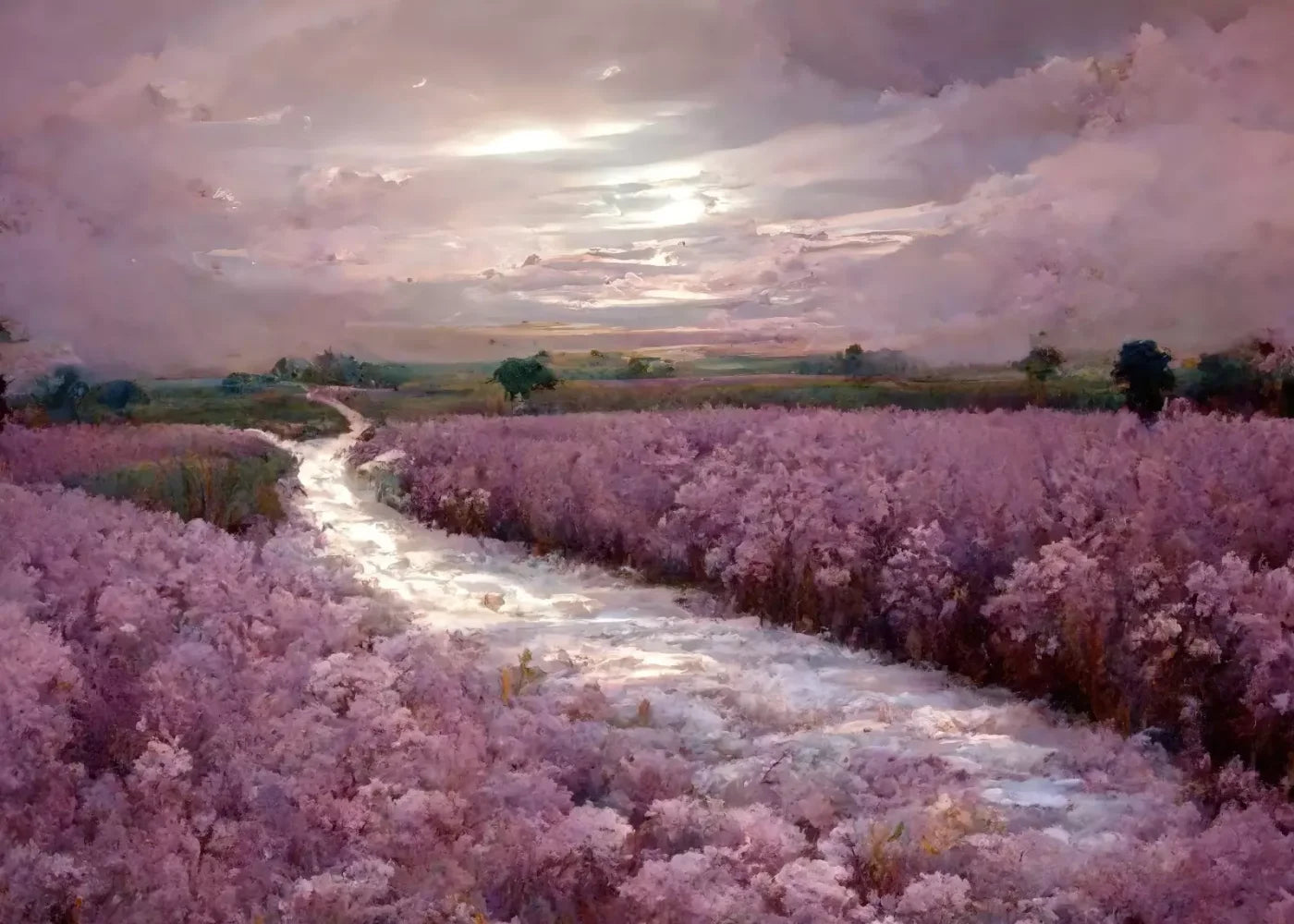 Peaceful Lilac Fields 7’X5’ Ultracloth (84 X 60 Inch) Backdrop