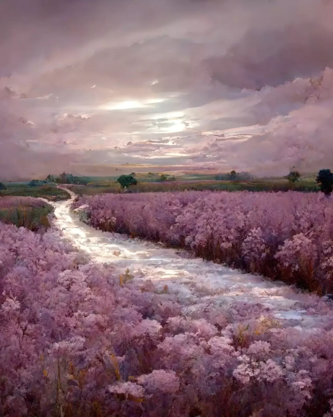 Peaceful Lilac Fields 8’X10’ Fleece (96 X 120 Inch) Backdrop