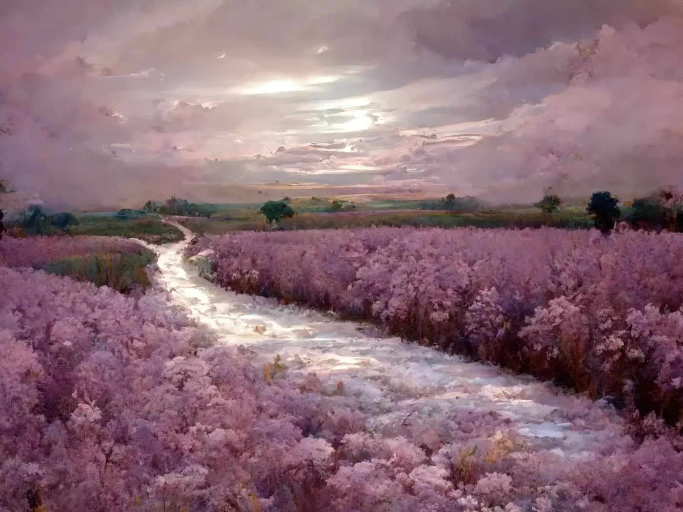 Peaceful Lilac Fields 8’X6’ Fleece (96 X 72 Inch) Backdrop