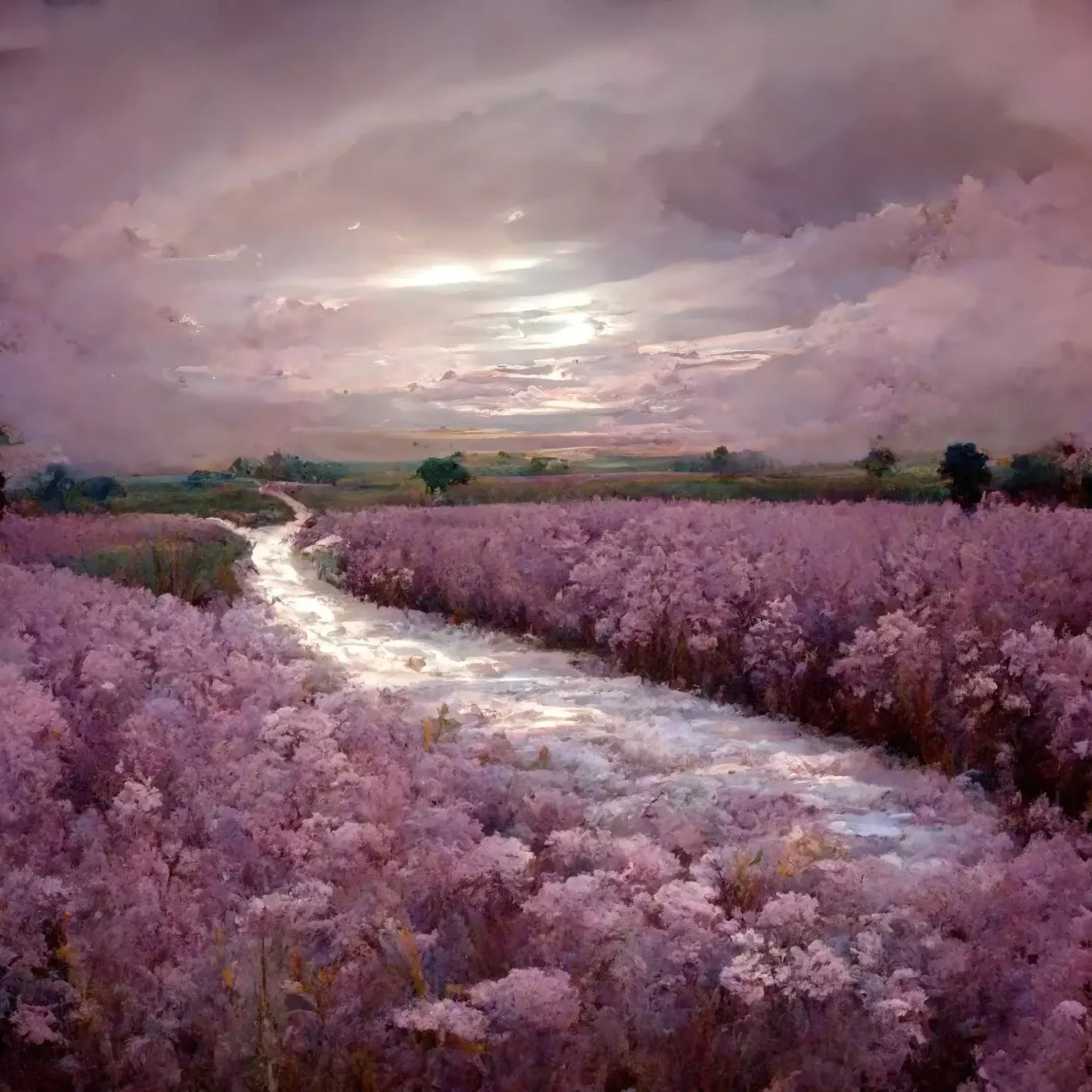 Peaceful Lilac Fields 8’X8’ Fleece (96 X Inch) Backdrop