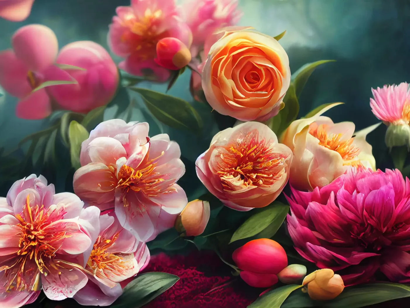 Peonia Valley 7X5 Ultracloth ( 84 X 60 Inch ) Backdrop