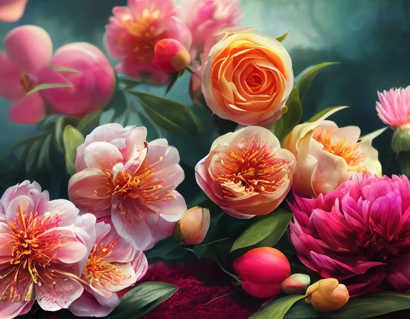 Peonia Valley 8X6 Fleece ( 96 X 72 Inch ) Backdrop
