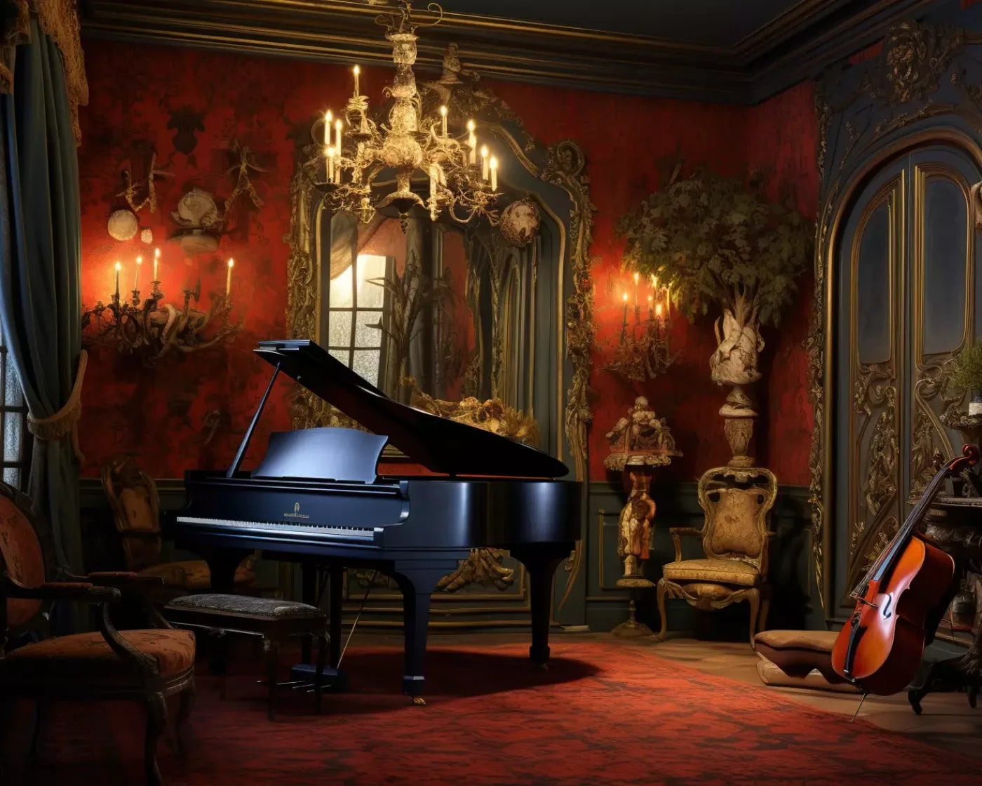 Piano Room I 10’X8’ Fleece (120 X 96 Inch) Backdrop