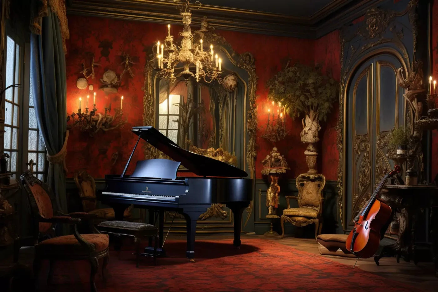 Piano Room I 12’X8’ Ultracloth (144 X 96 Inch) Backdrop