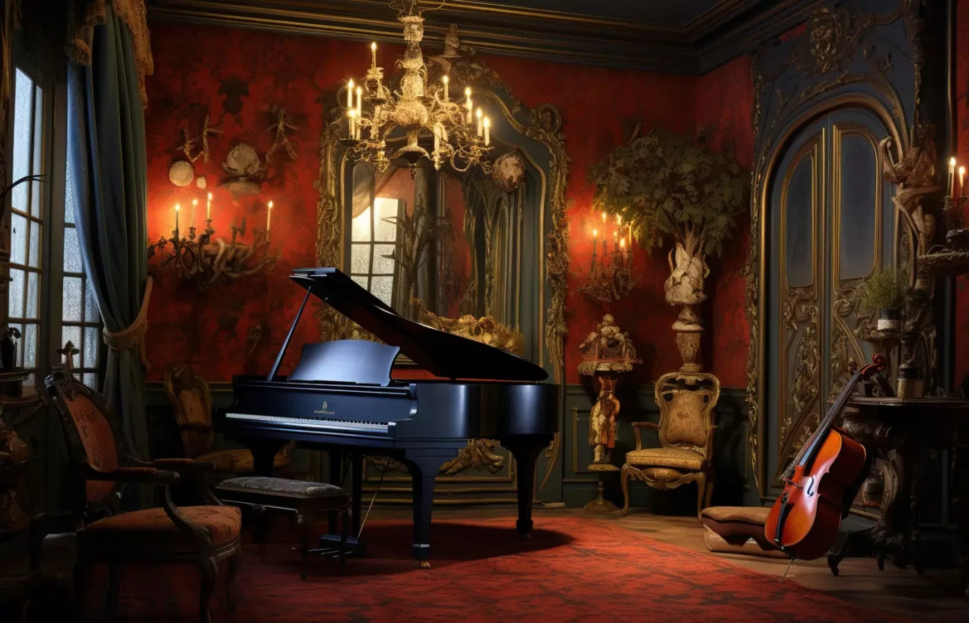 Piano Room I 14’X9’ Ultracloth (168 X 108 Inch) Backdrop