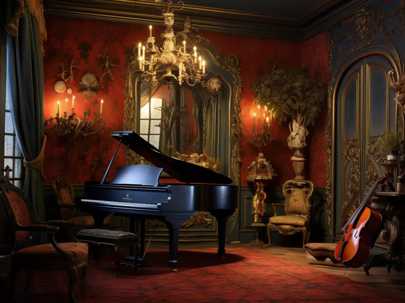 Piano Room I 6’8X5’ Fleece (80 X 60 Inch) Backdrop