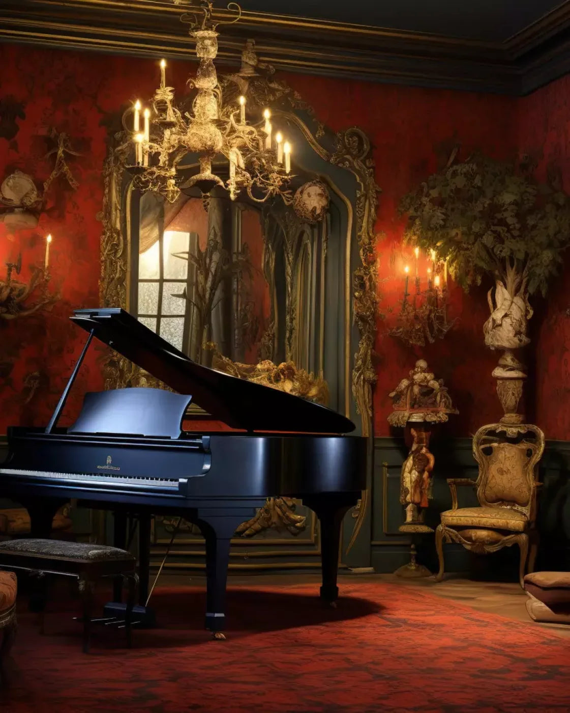 Piano Room I 8’X10’ Fleece (96 X 120 Inch) Backdrop