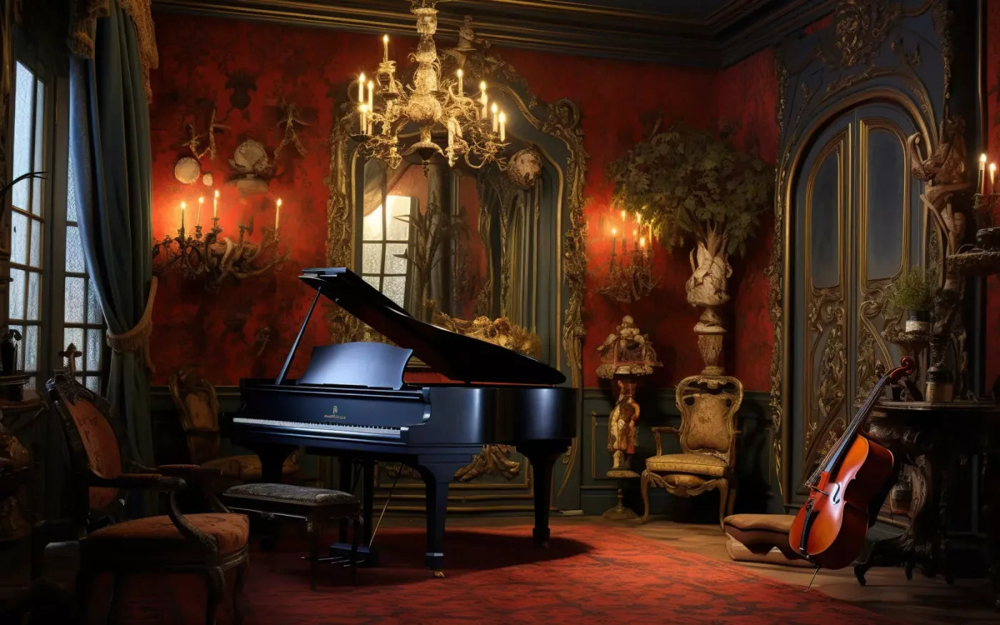 Piano Room I 8’X5’ Ultracloth (96 X 60 Inch) Backdrop