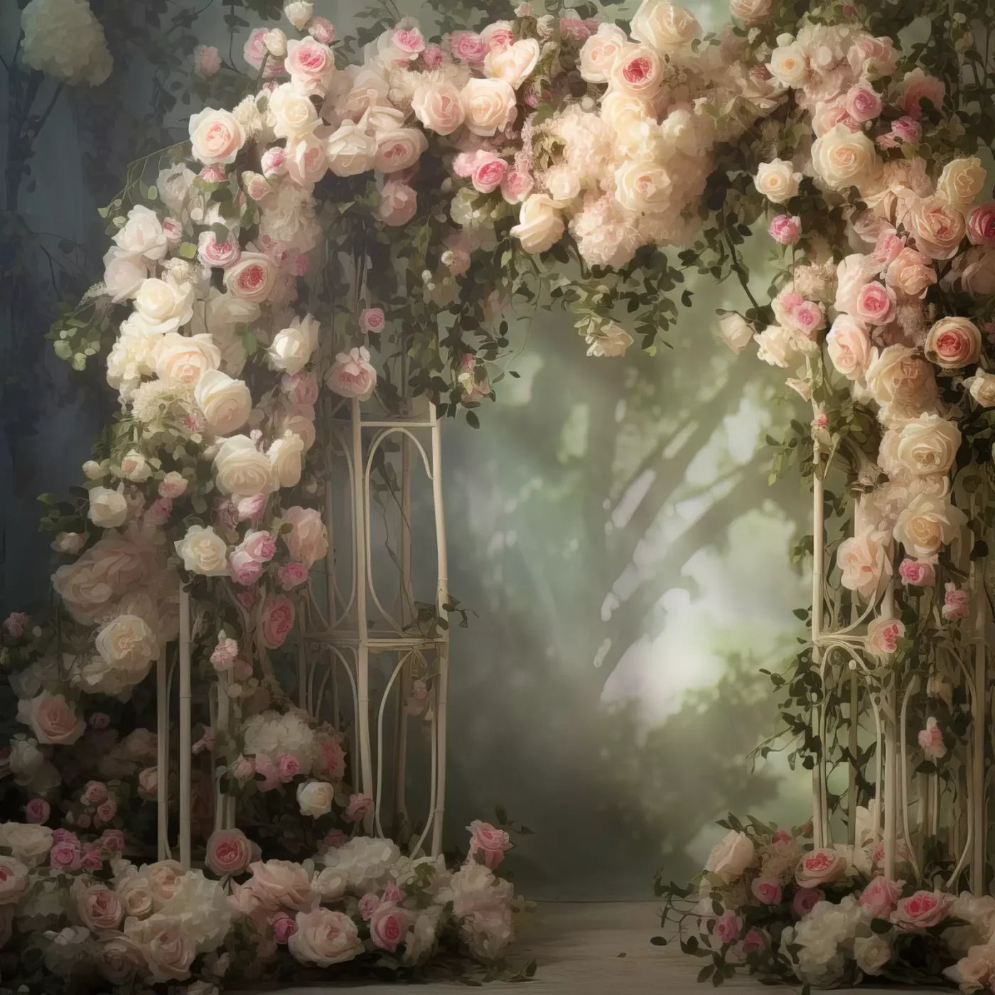Pink Ivory Rose Arch 10’X10’ Ultracloth (120 X Inch) Backdrop