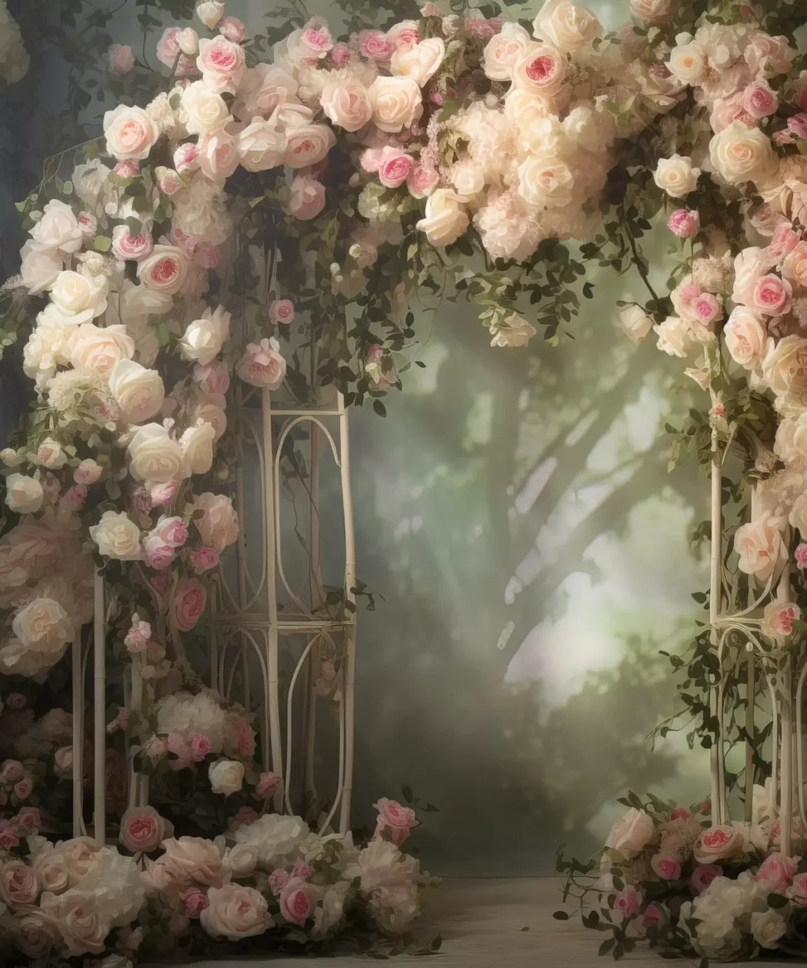 Pink Ivory Rose Arch 10’X12’ Ultracloth (120 X 144 Inch) Backdrop