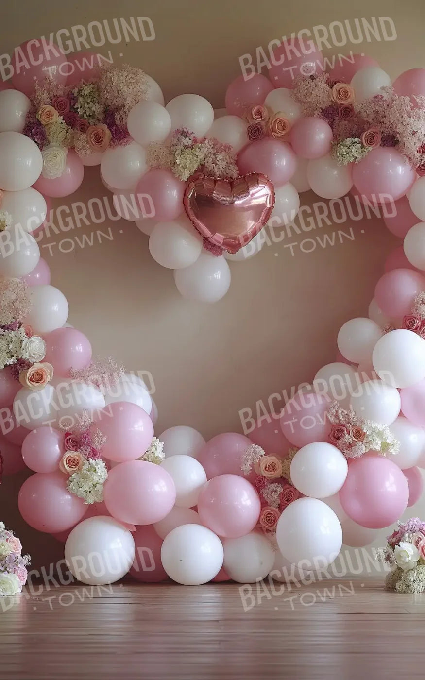 Pink Balloon Heart 5’x8’ UltraCloth (60 x 96 inch) Backdrop