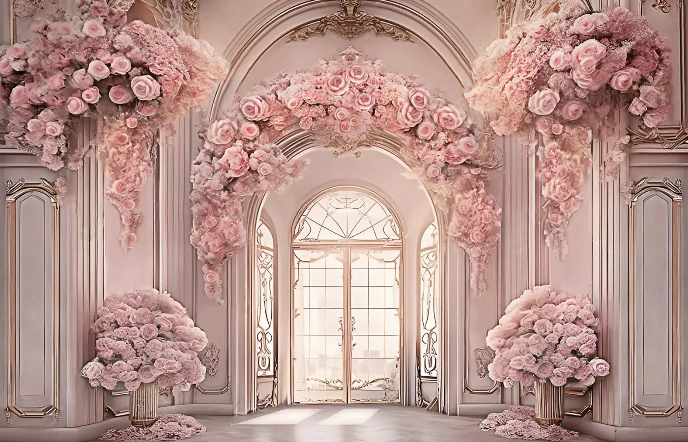 Pink Ballroom 12X8 Ultracloth ( 144 X 96 Inch ) Backdrop