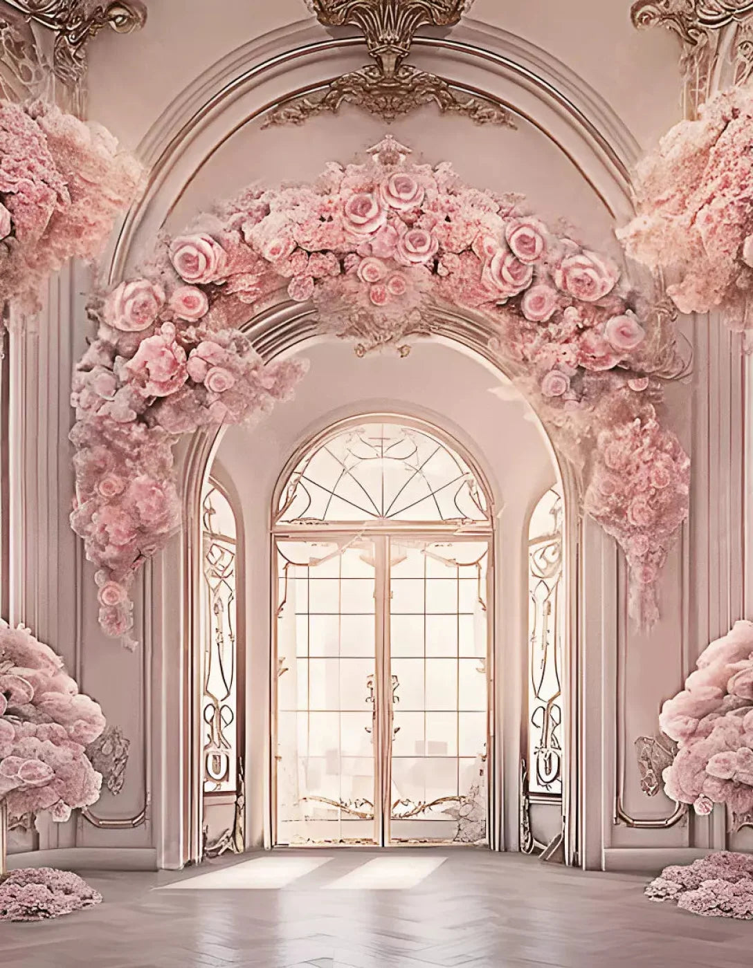 Pink Ballroom 6X8 Fleece ( 72 X 96 Inch ) Backdrop