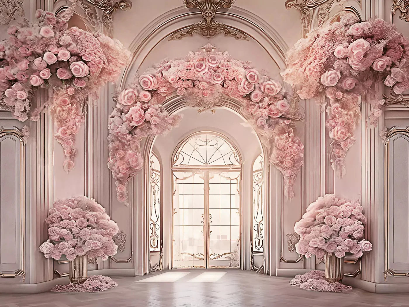 Pink Ballroom 7X5 Ultracloth ( 84 X 60 Inch ) Backdrop