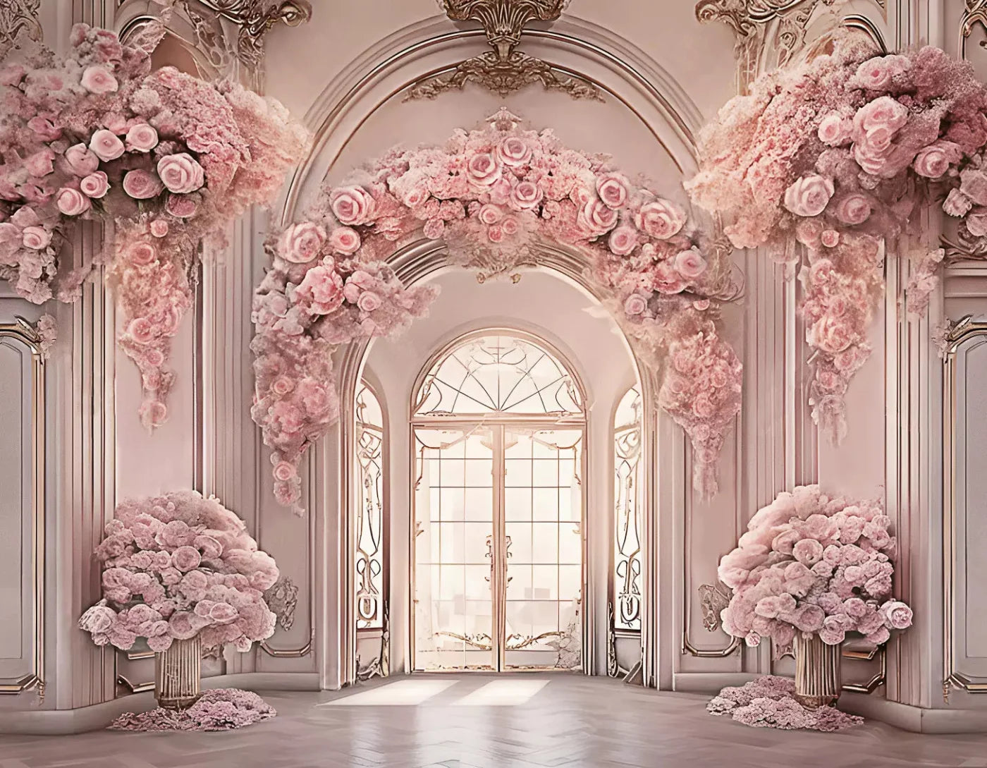 Pink Ballroom 8X6 Fleece ( 96 X 72 Inch ) Backdrop