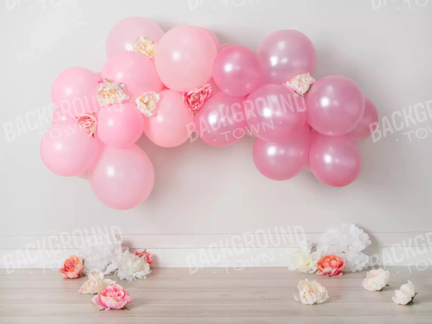 Pink Birthday Balloons 10X8 Fleece ( 120 X 96 Inch ) Backdrop
