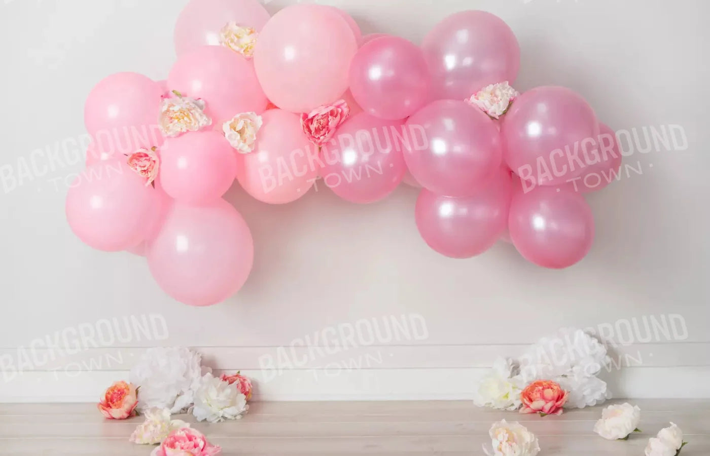 Pink Birthday Balloons 12X8 Ultracloth ( 144 X 96 Inch ) Backdrop