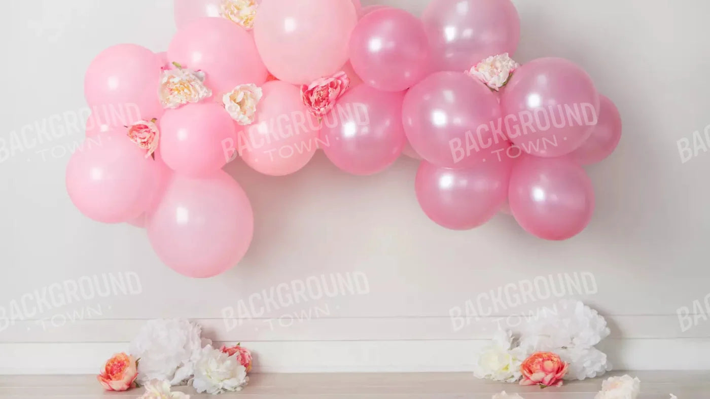 Pink Birthday Balloons 14X8 Ultracloth ( 168 X 96 Inch ) Backdrop