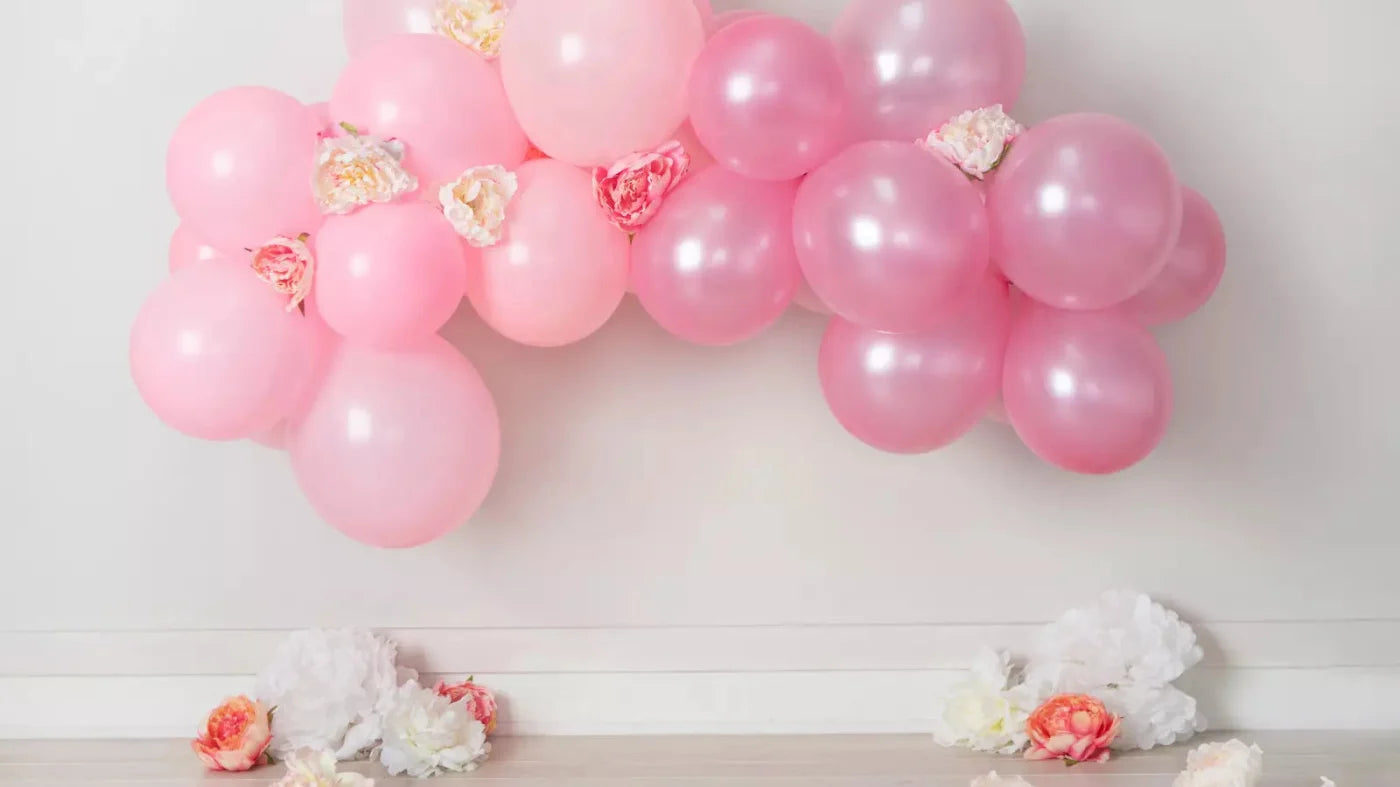 Pink Birthday Balloons 14X8 Ultracloth ( 168 X 96 Inch ) Backdrop