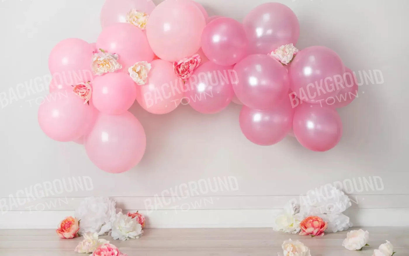 Pink Birthday Balloons 14X9 Ultracloth ( 168 X 108 Inch ) Backdrop