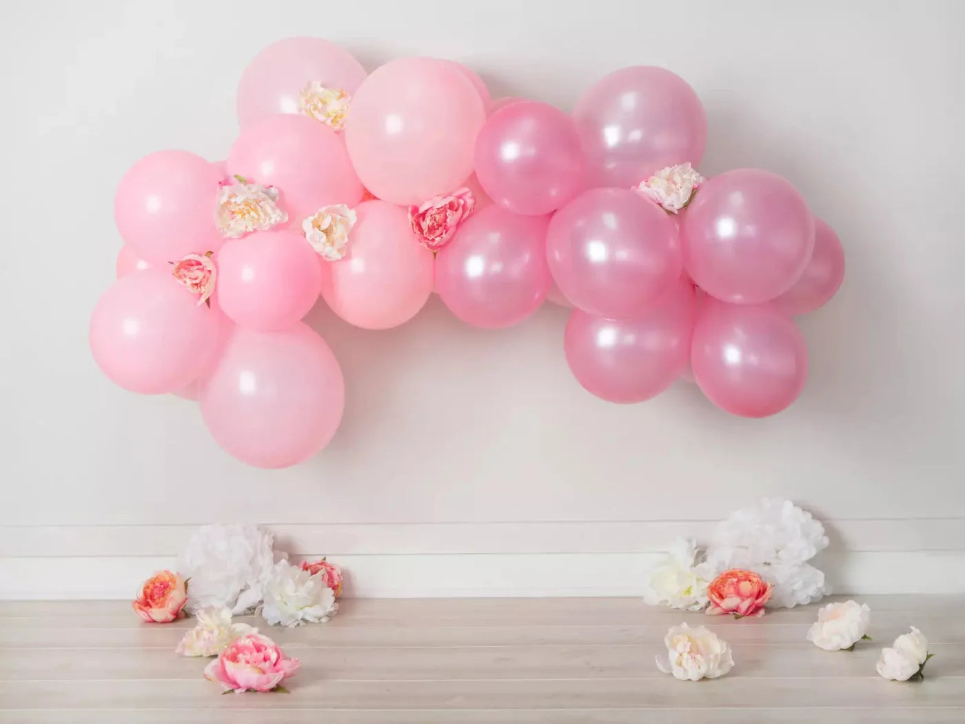 Pink Birthday Balloons 68X5 Fleece ( 80 X 60 Inch ) Backdrop