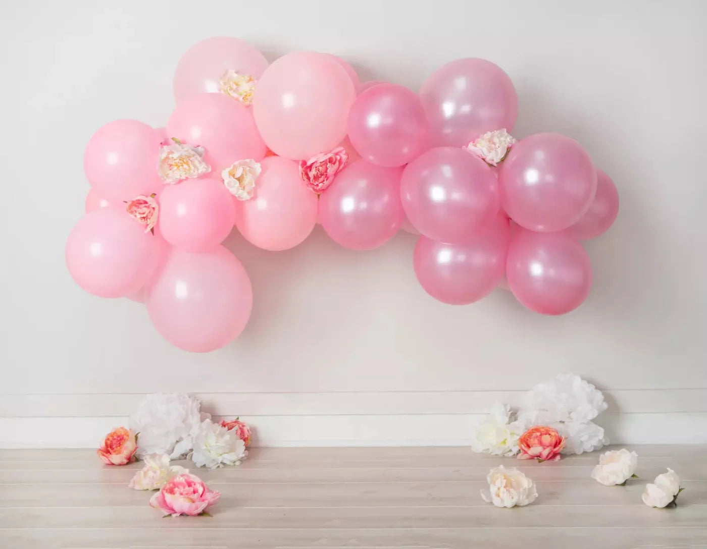 Pink Birthday Balloons 8X6 Fleece ( 96 X 72 Inch ) Backdrop