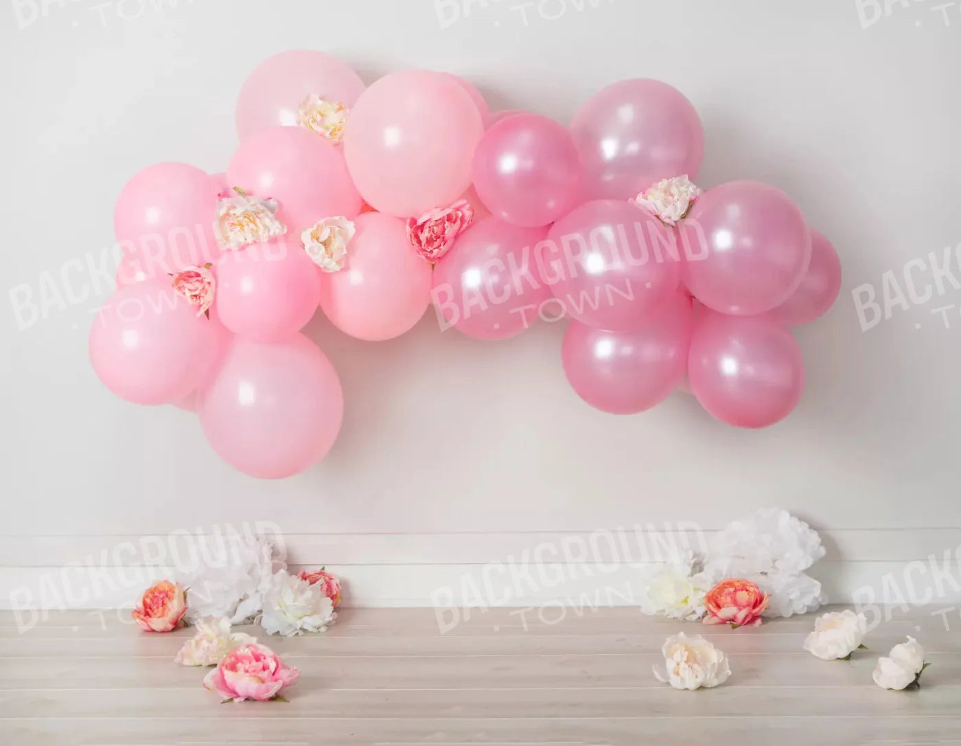 Pink Birthday Balloons 8X6 Fleece ( 96 X 72 Inch ) Backdrop
