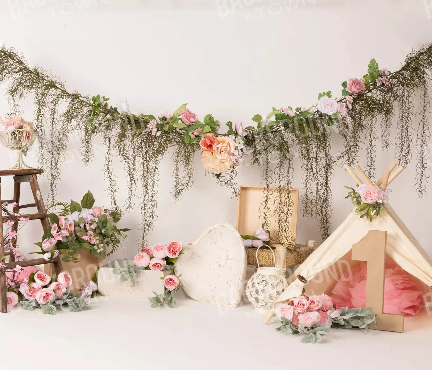 Pink Boho 12X10 Ultracloth ( 144 X 120 Inch ) Backdrop