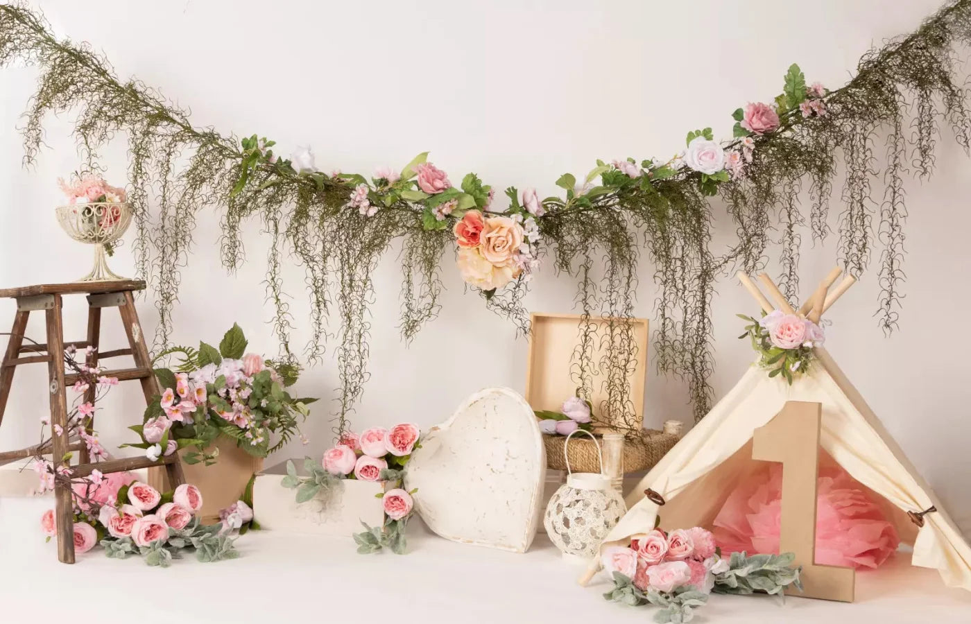 Pink Boho 12X8 Ultracloth ( 144 X 96 Inch ) Backdrop