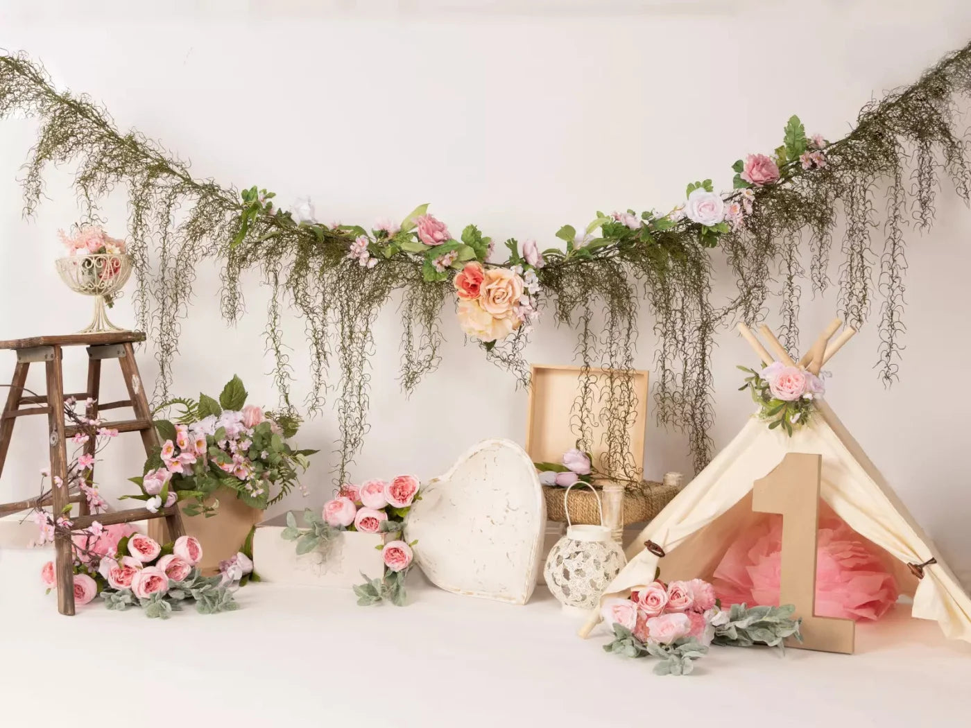 Pink Boho 7X5 Ultracloth ( 84 X 60 Inch ) Backdrop