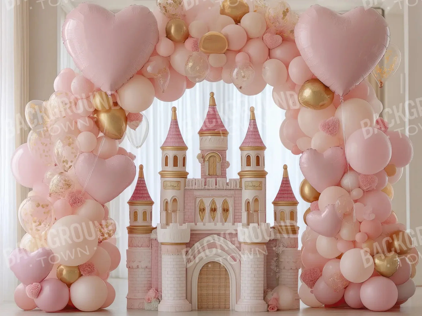 Pink Castle 8’x6’ Fleece (96 x 72 inch) Backdrop