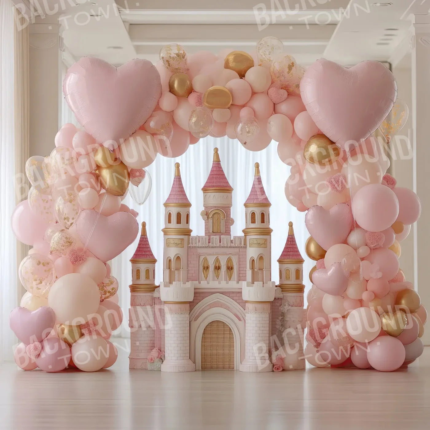 Pink Castle 8’x8’ Fleece (96 x 96 inch) Backdrop