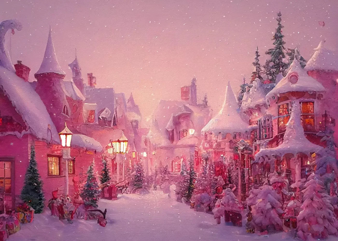 Pink Christmas 7’X5’ Ultracloth (84 X 60 Inch) Backdrop