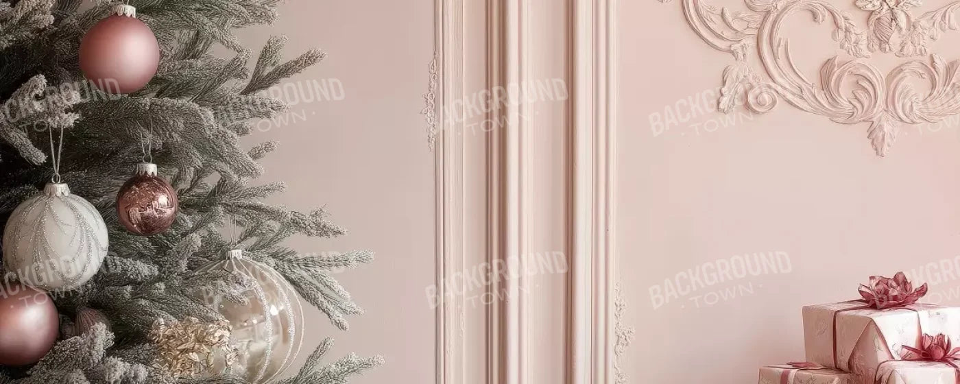 Pink Christmas Tree And Wall 20’X8’ Ultracloth (240 X 96 Inch) Backdrop