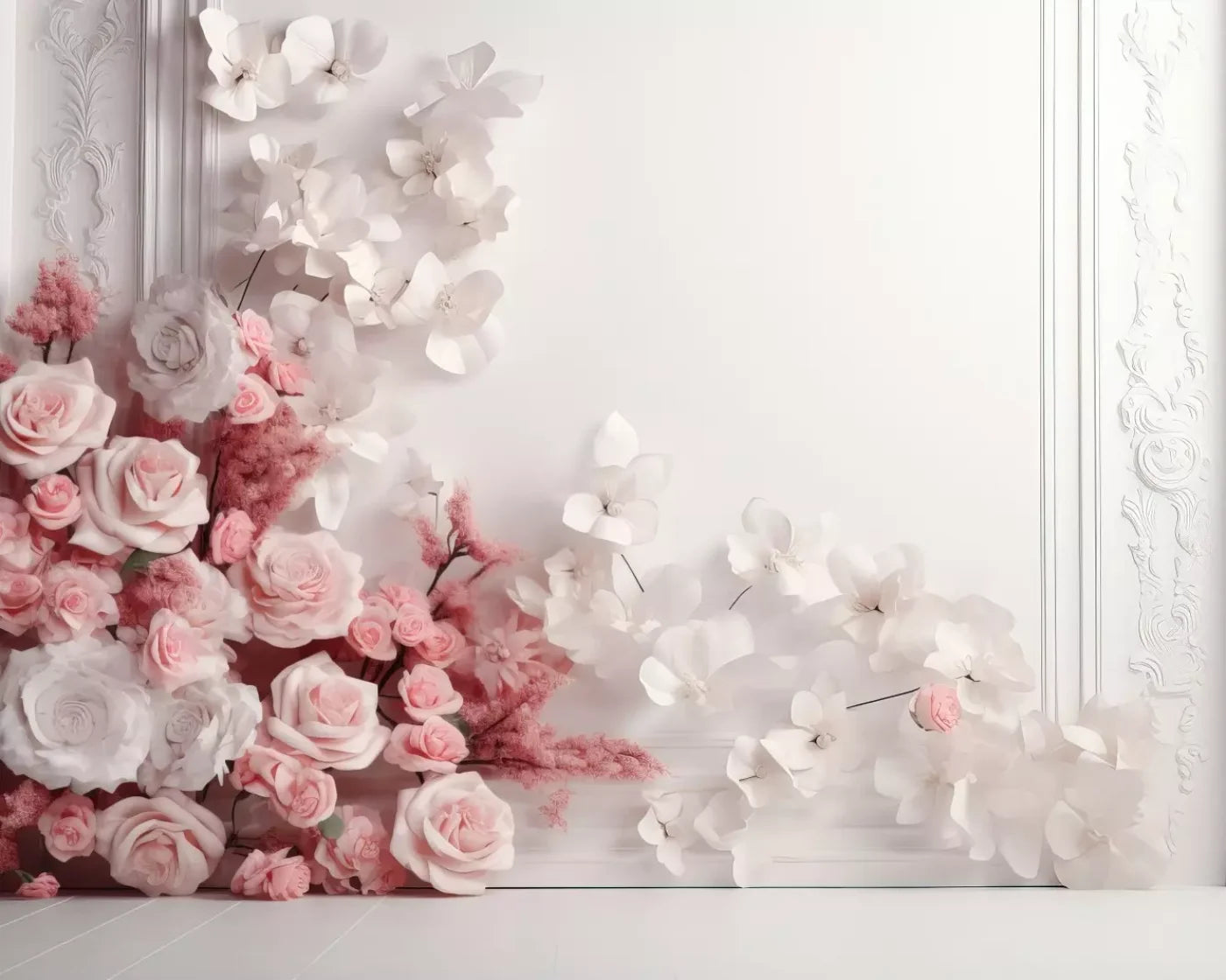 Pink Climbing Flowers 10’X8’ Fleece (120 X 96 Inch) Backdrop
