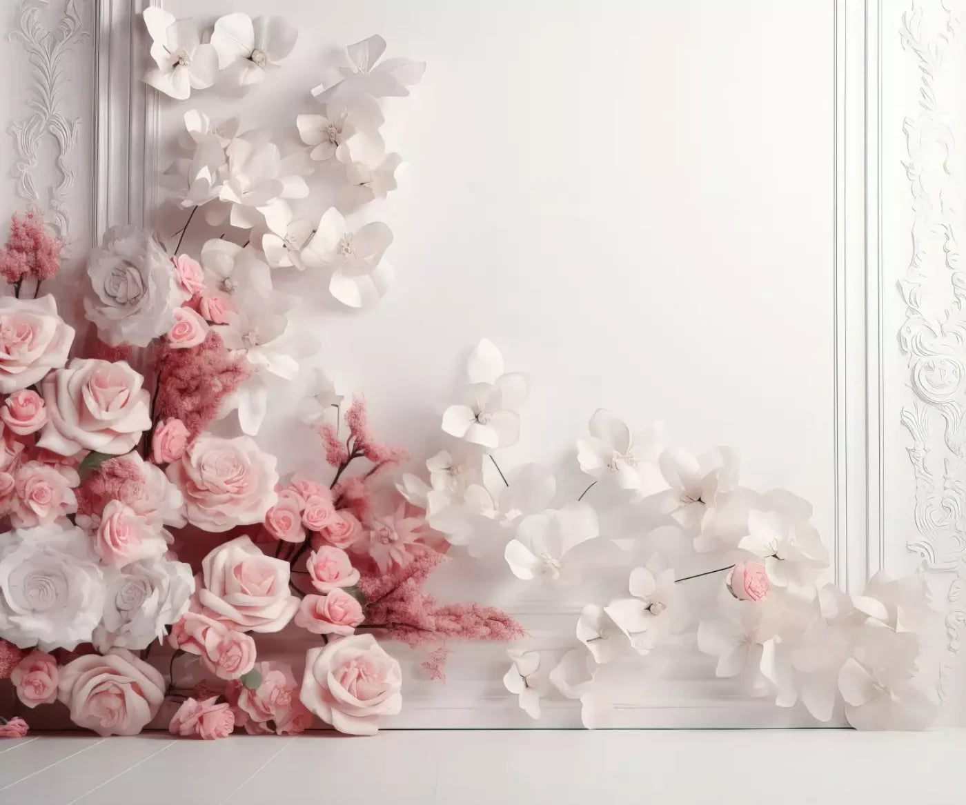 Pink Climbing Flowers 12’X10’ Ultracloth (144 X 120 Inch) Backdrop