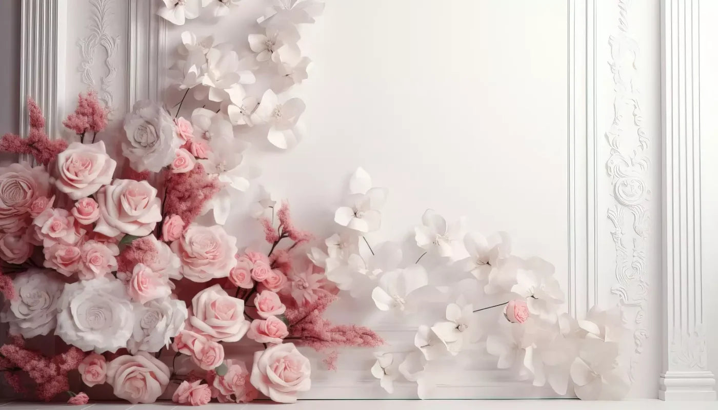 Pink Climbing Flowers 14’X8’ Ultracloth (168 X 96 Inch) Backdrop