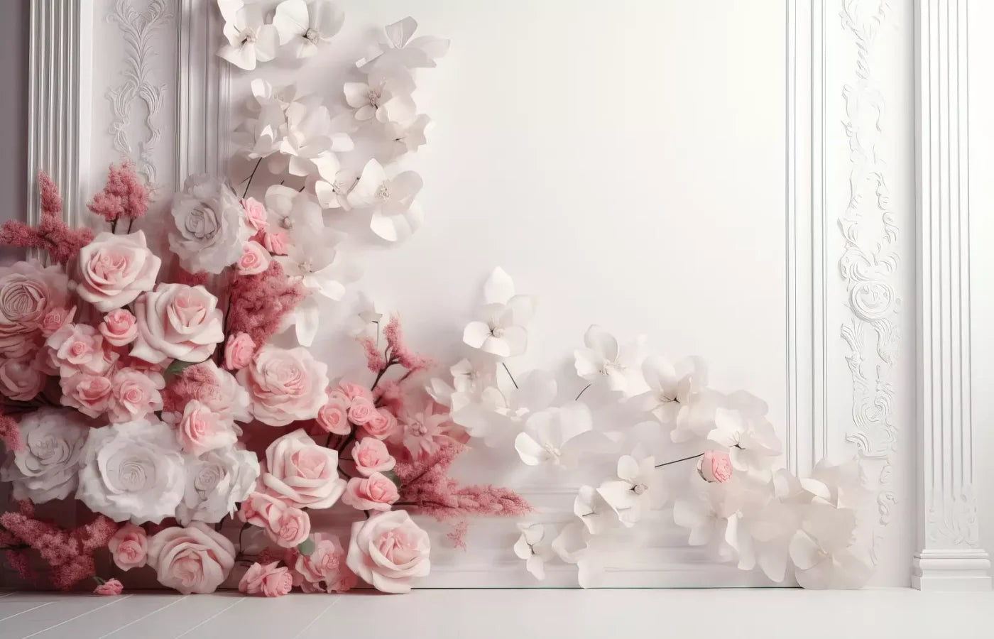 Pink Climbing Flowers 14’X9’ Ultracloth (168 X 108 Inch) Backdrop