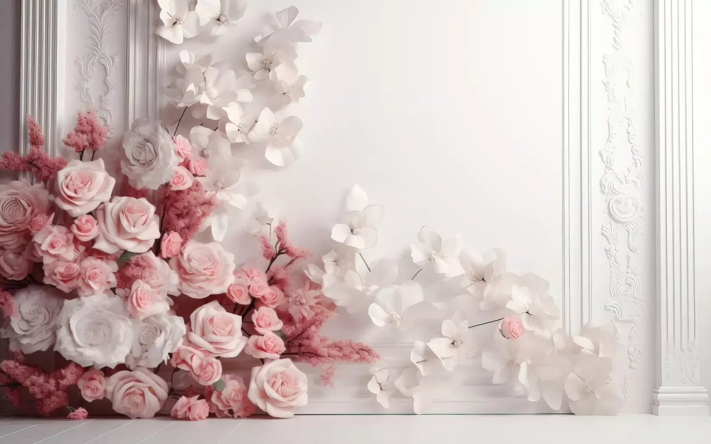 Pink Climbing Flowers 16’X10’ Ultracloth (192 X 120 Inch) Backdrop