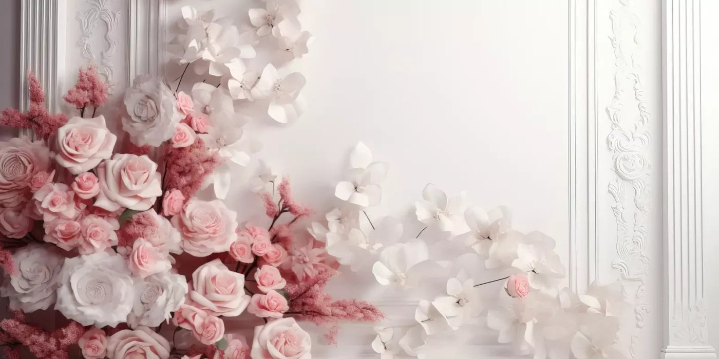 Pink Climbing Flowers 16’X8’ Ultracloth (192 X 96 Inch) Backdrop