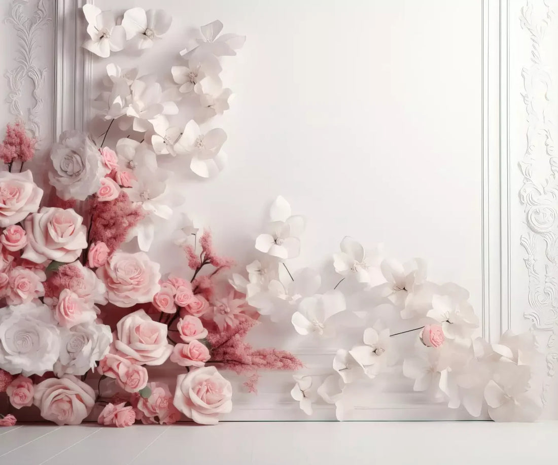 Pink Climbing Flowers 5’X4’2 Fleece (60 X 50 Inch) Backdrop